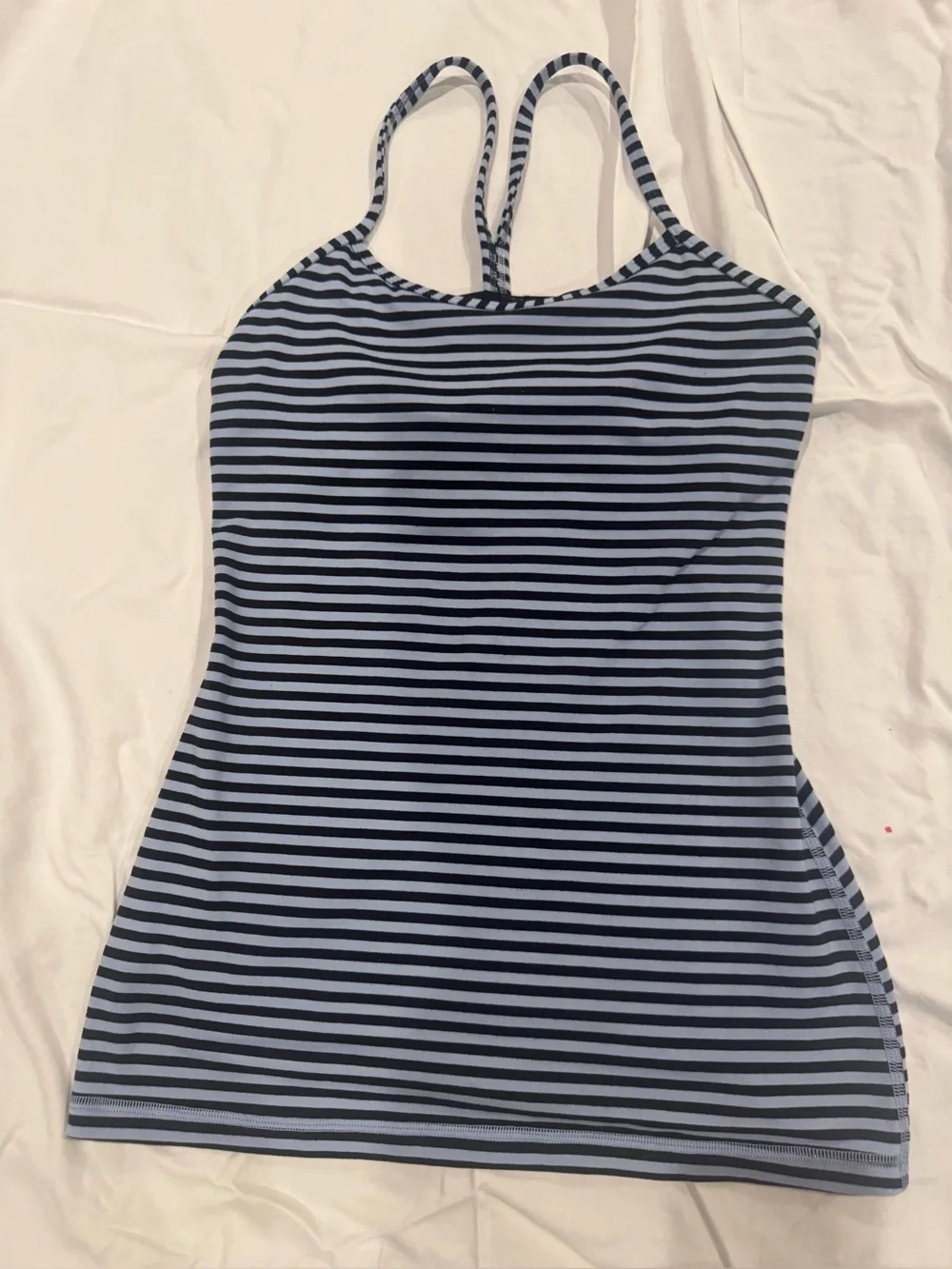 Lululemon Navy/Light blue striped tank with shelf bra